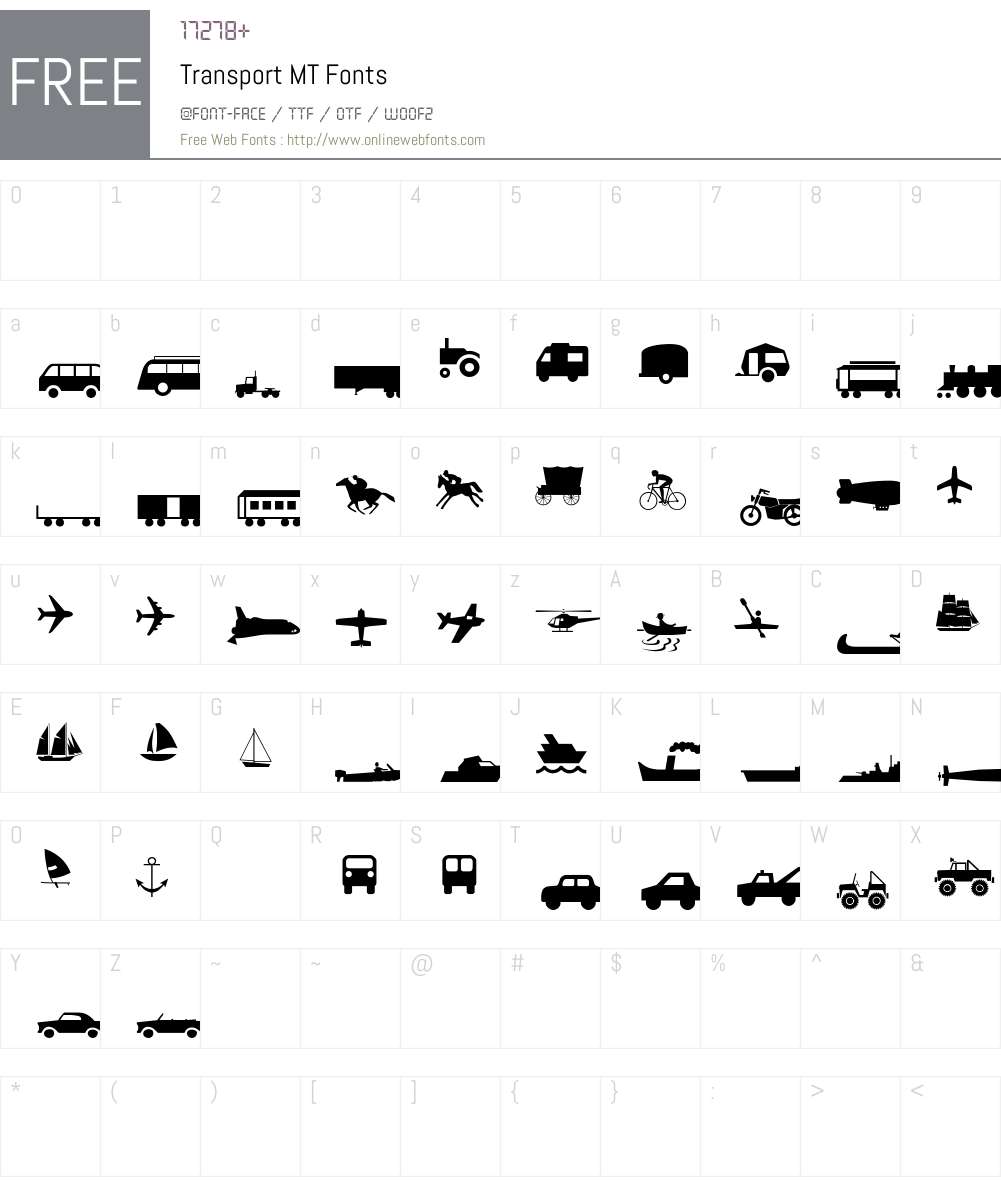 Transport MT Font Screenshots