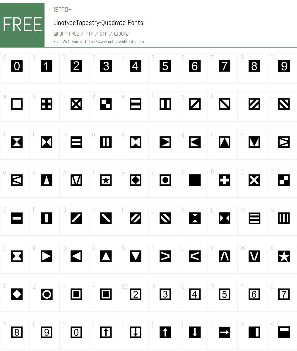 LinotypeTapestry-Quadrate Font Screenshots