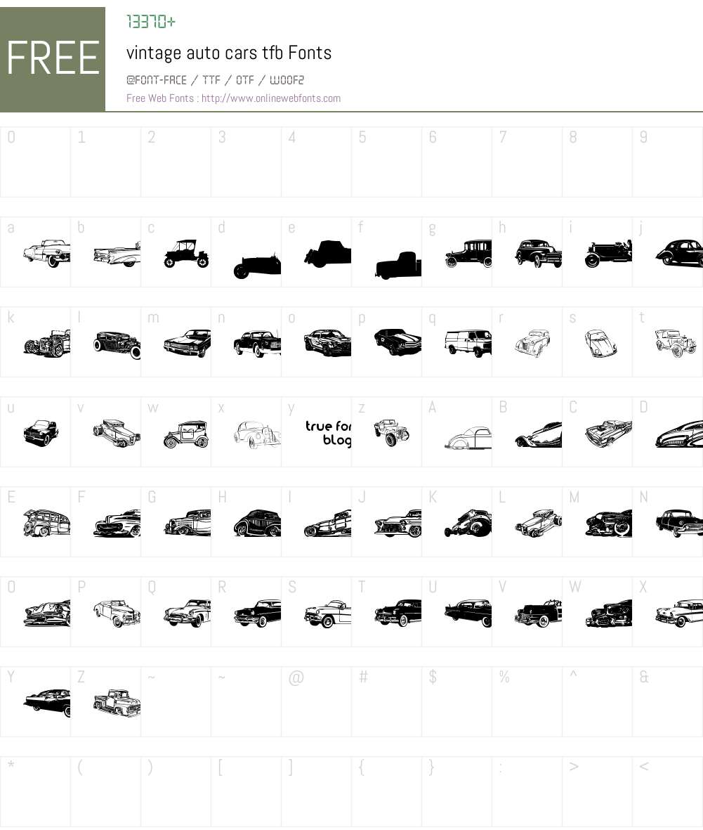 vintage auto cars tfb Font Screenshots