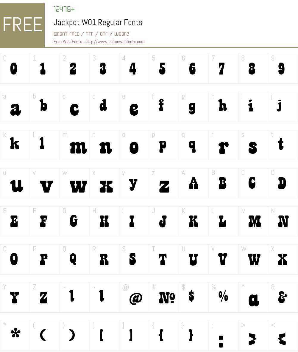 JackpotW01-Regular Font Screenshots
