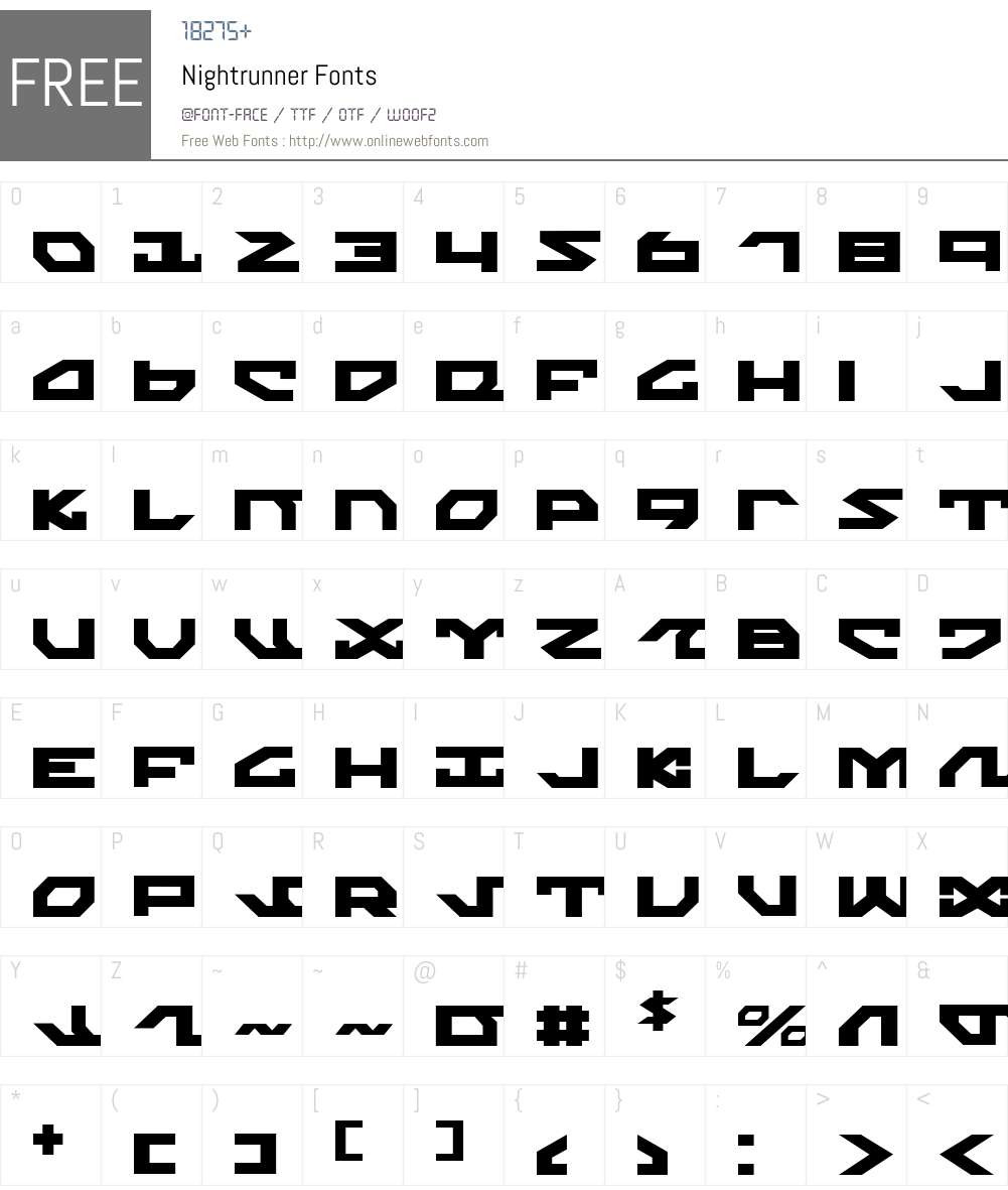 Nightrunner Font Screenshots