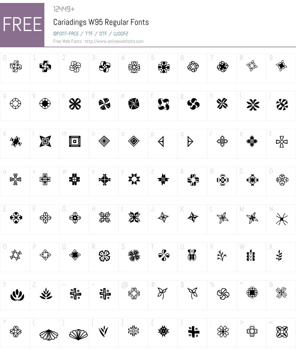 CariadingsW95-Regular Font Screenshots