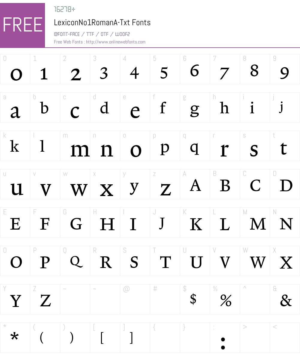 LexiconNo1RomanA Font Screenshots