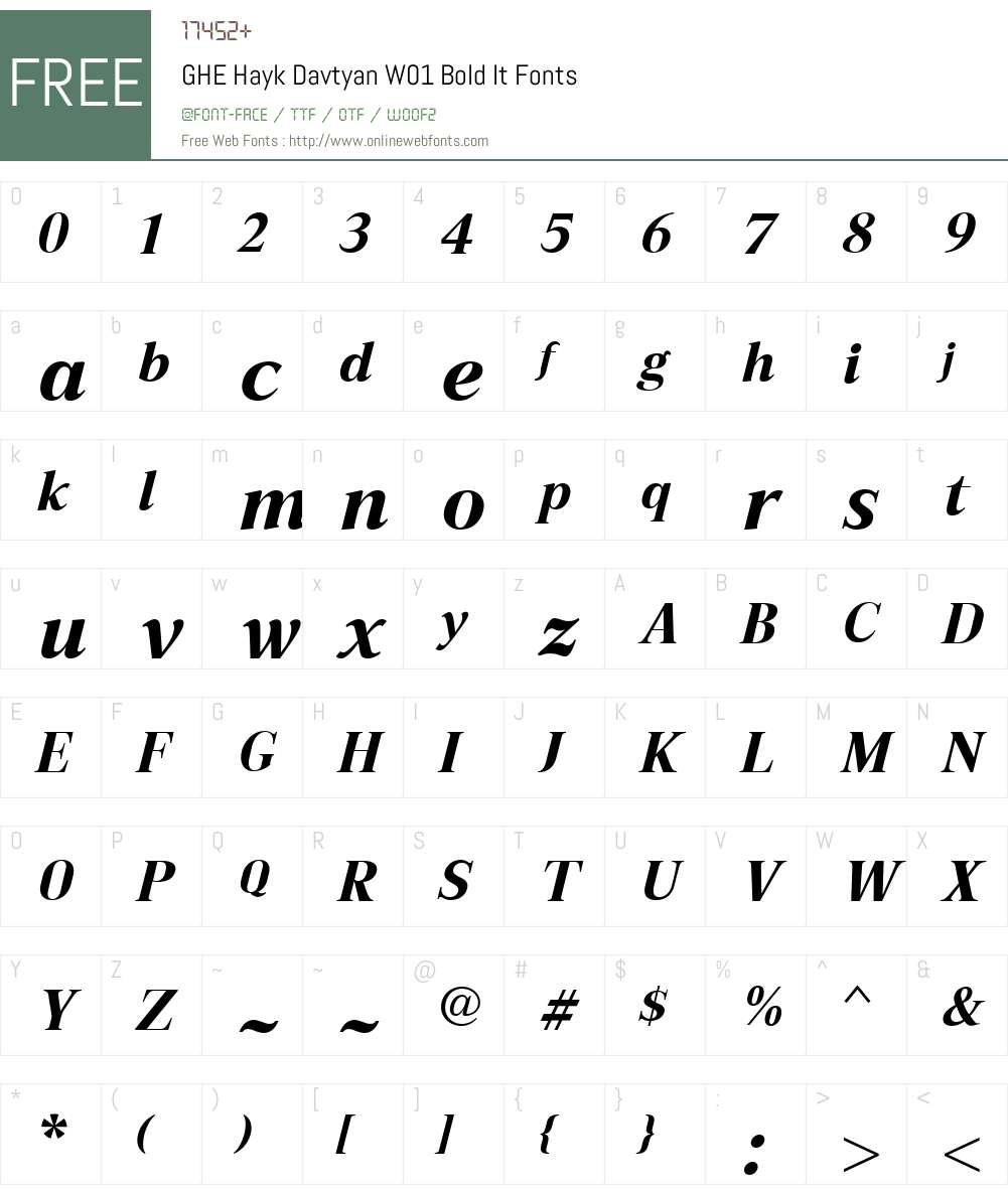 GHEHaykDavtyanW01-BoldIt Font Screenshots