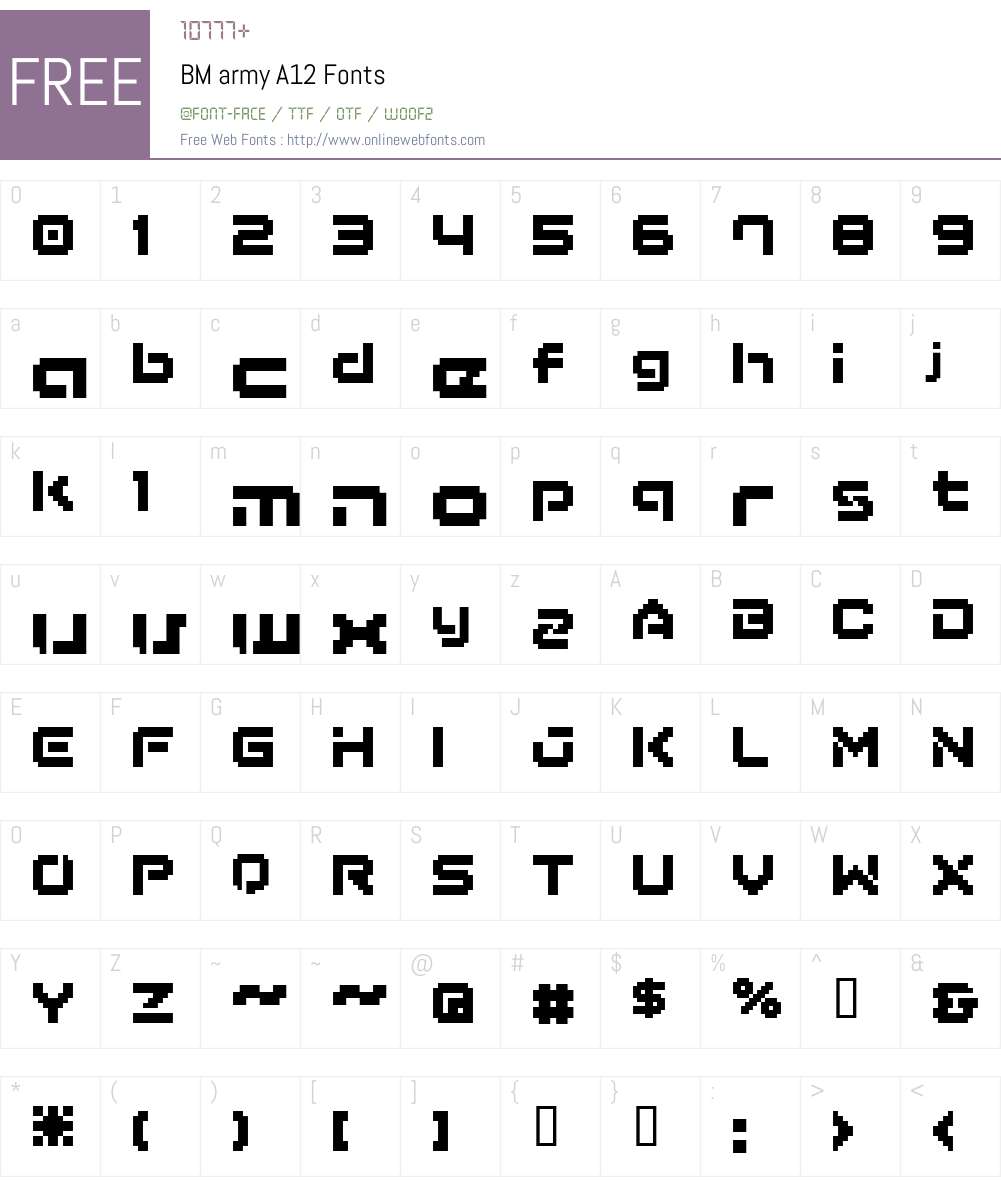 BM army Font Screenshots