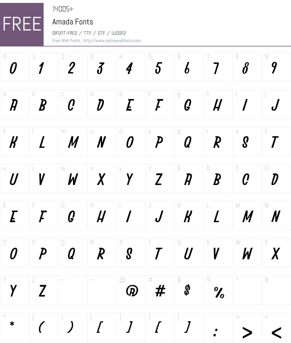 Amada Font Screenshots