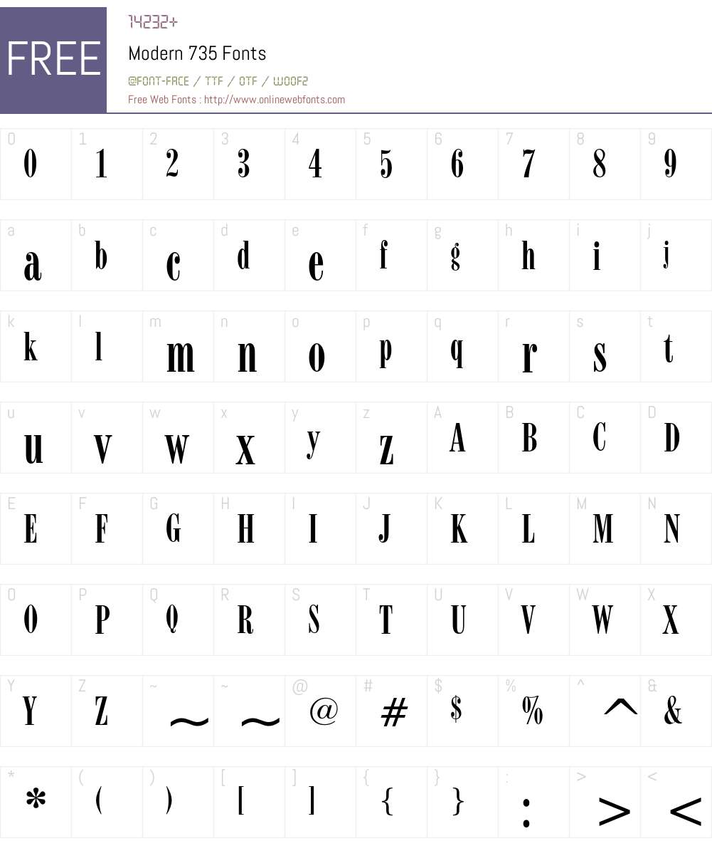Modern 735 Font Screenshots