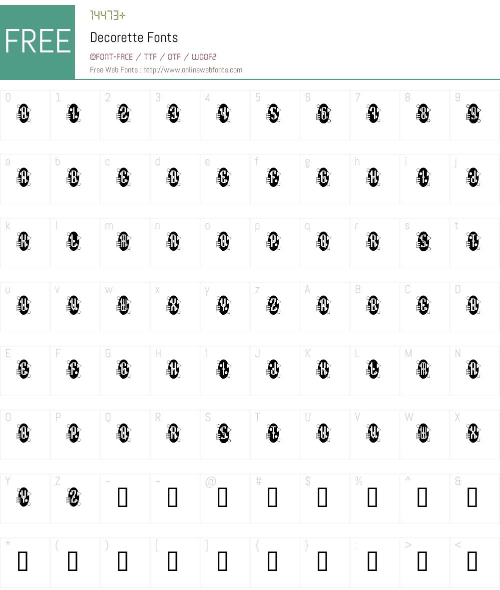 Decorette Font Screenshots