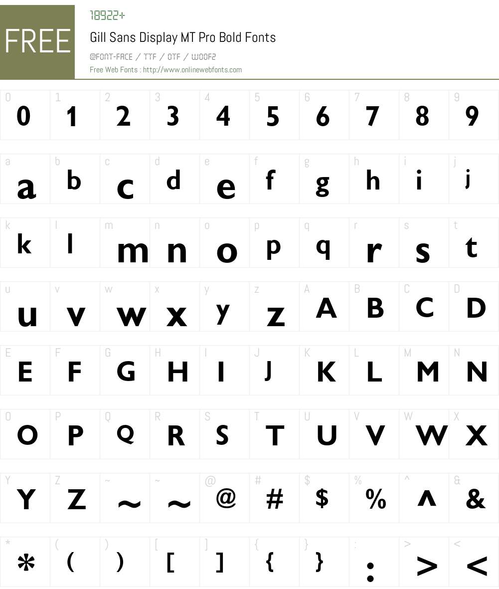 Gill Sans Display MT Pro Font Screenshots