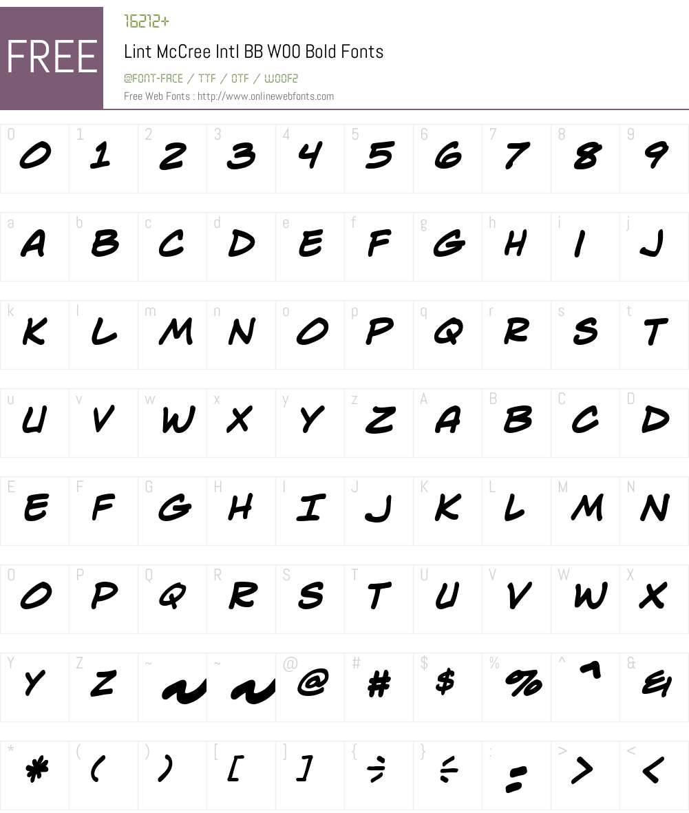Lint McCree Intl BB Font Screenshots