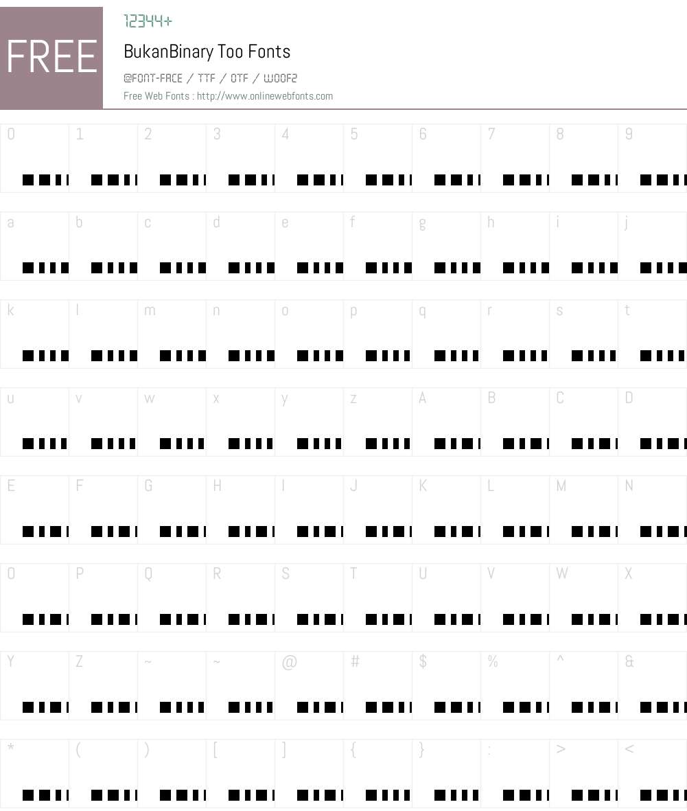 BukanBinary Too Font Screenshots