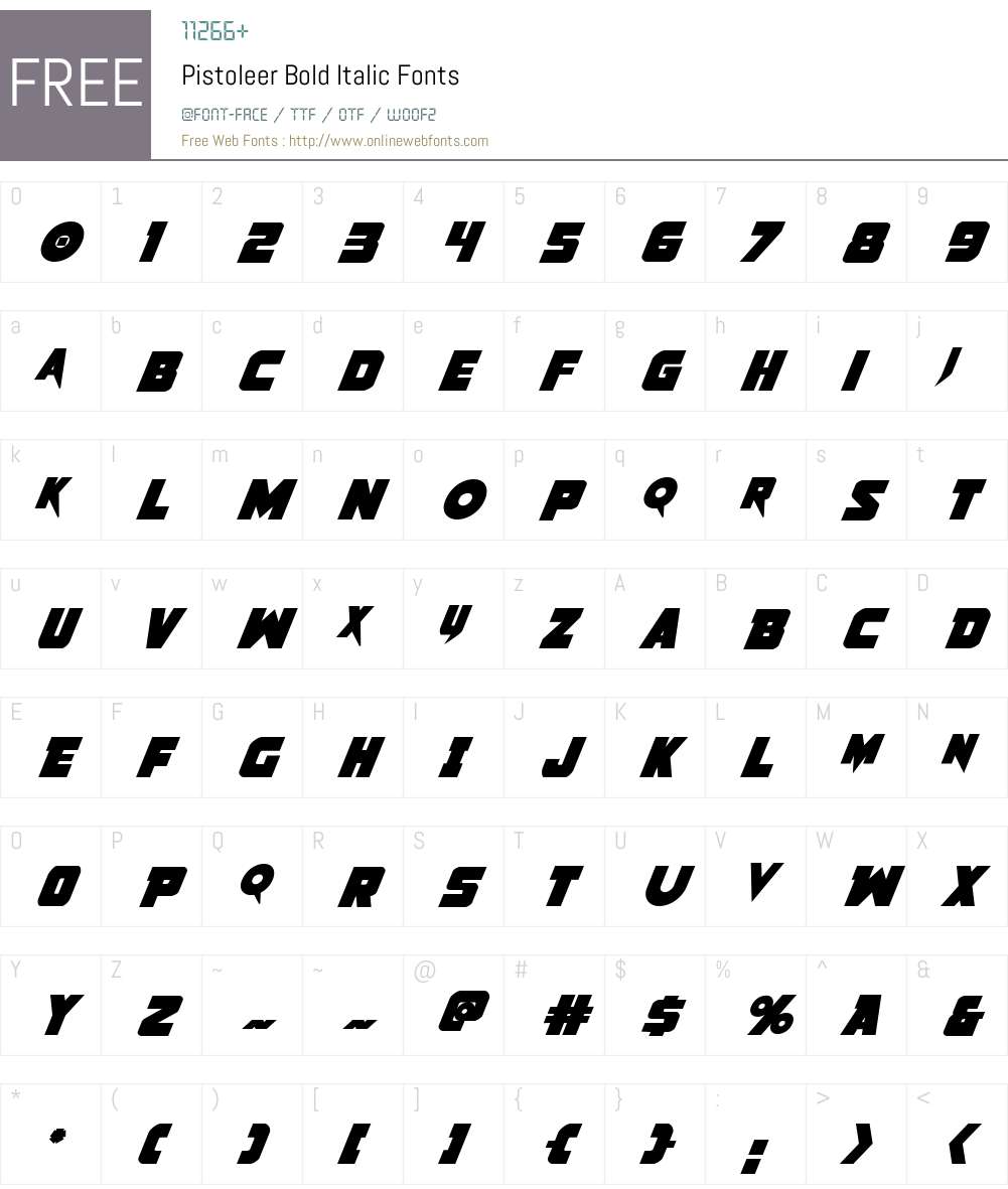 Pistoleer Bold Italic Font Screenshots