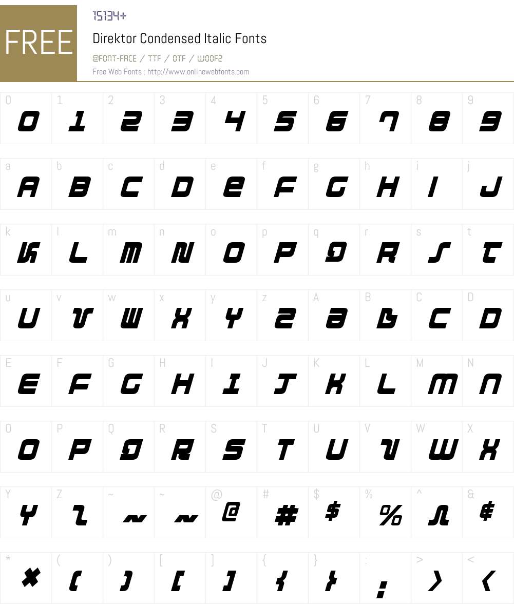 Direktor Condensed Italic Font Screenshots