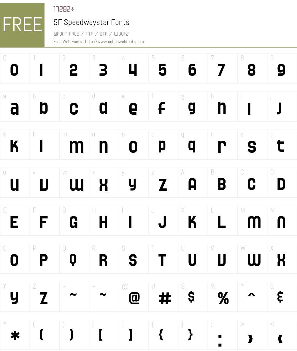 SF Speedwaystar Font Screenshots