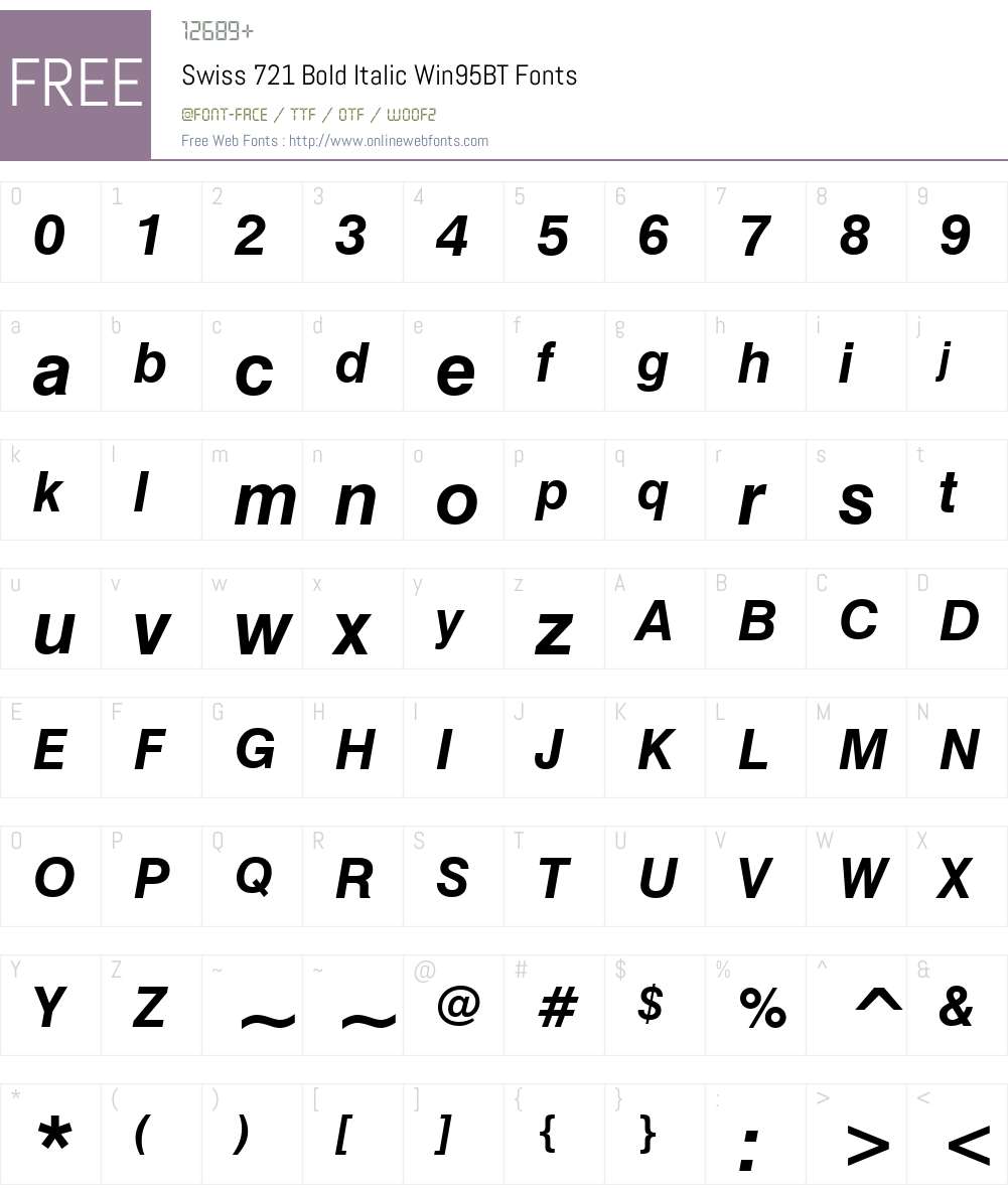 Swis721 Win95BT Font Screenshots