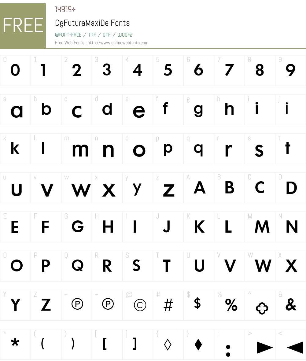 CgFuturaMaxiDe Font Screenshots