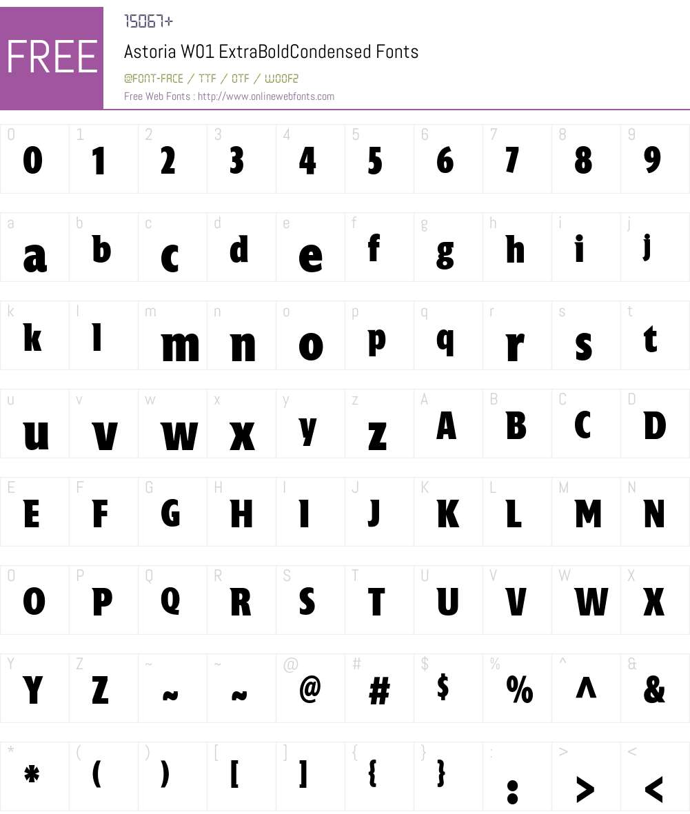 AstoriaW01-XBoldCondensed Font Screenshots