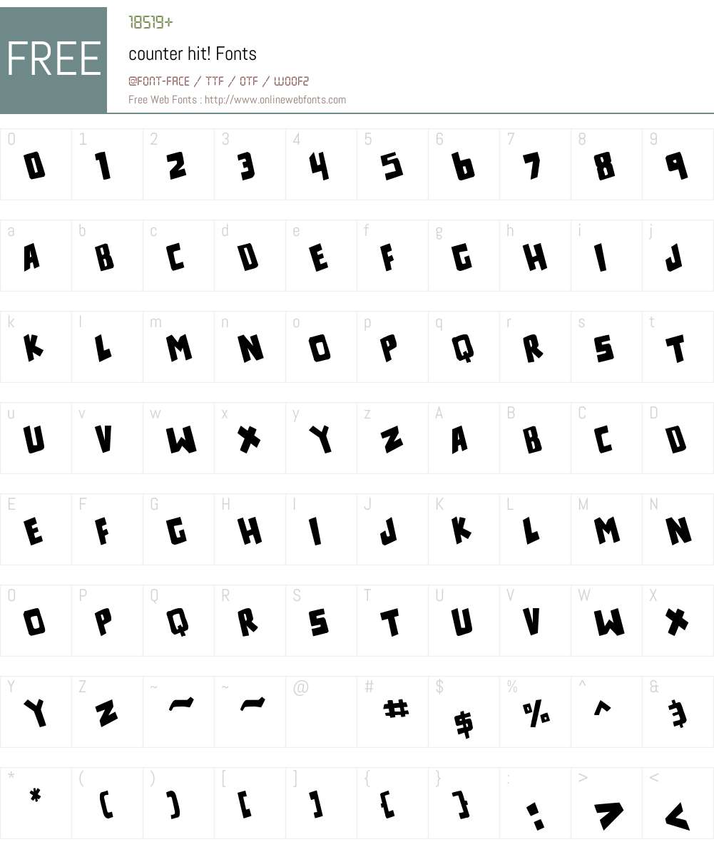 counter hit! Font Screenshots