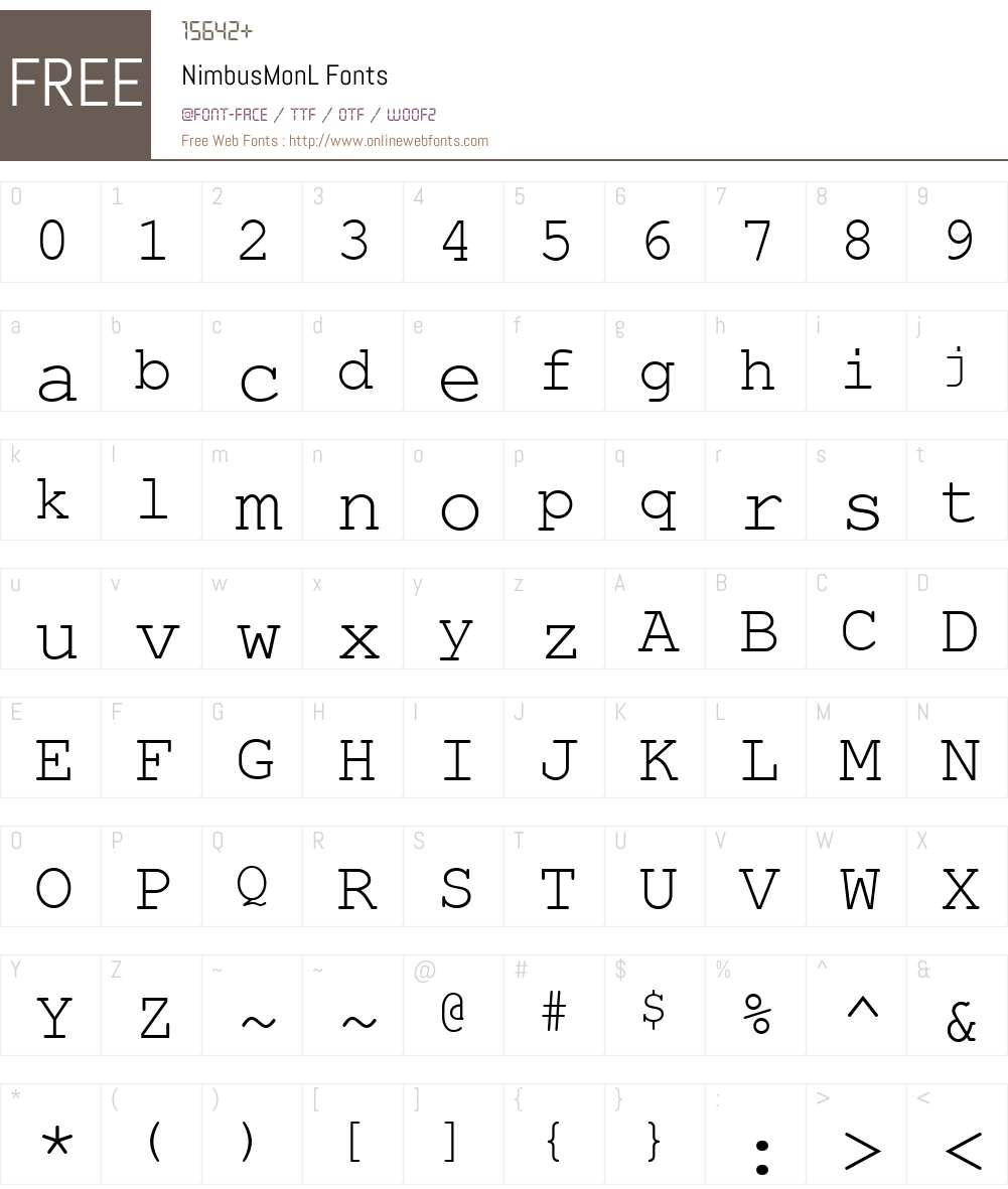 NimbusMonL Font Screenshots