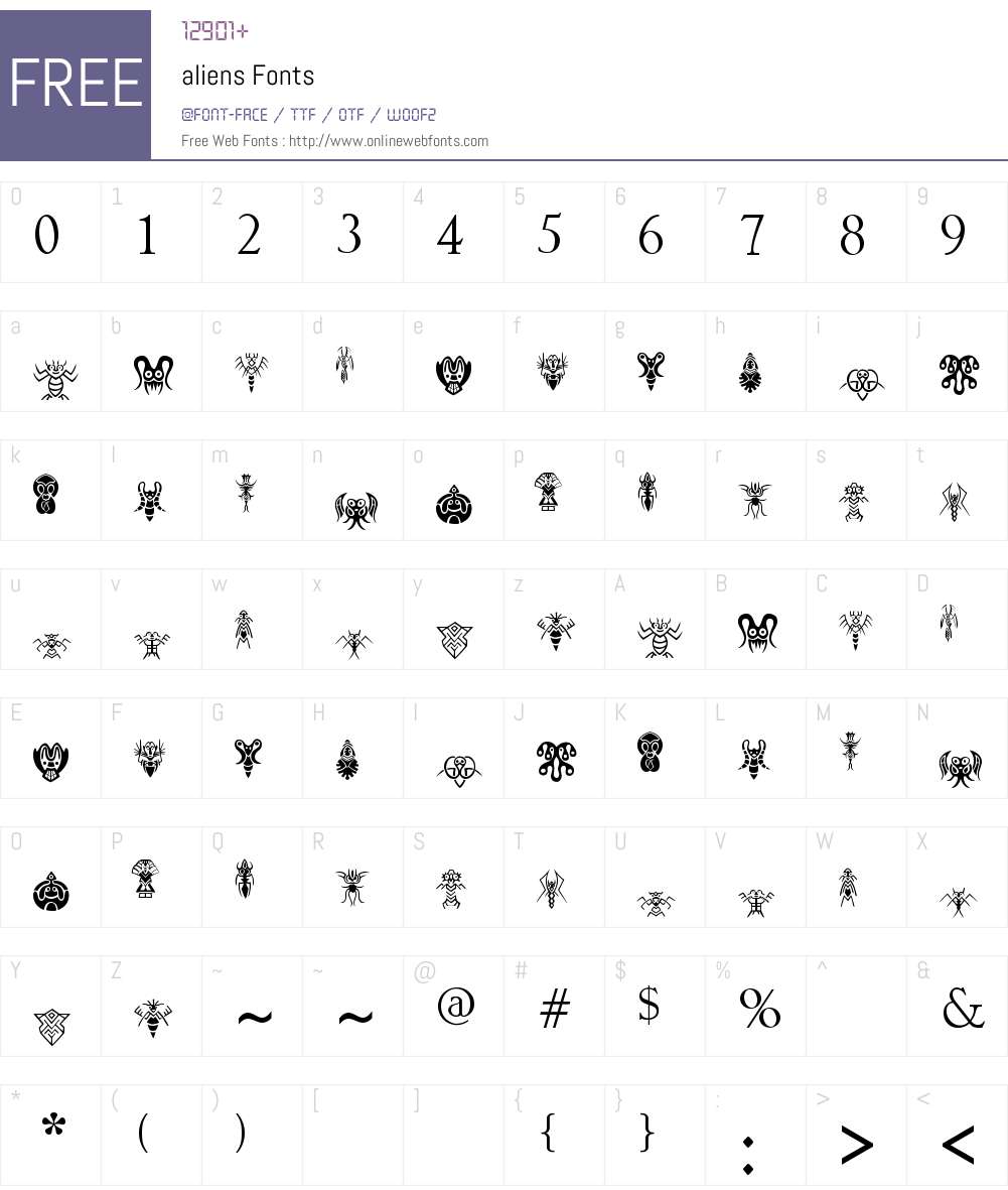 aliens Font Screenshots