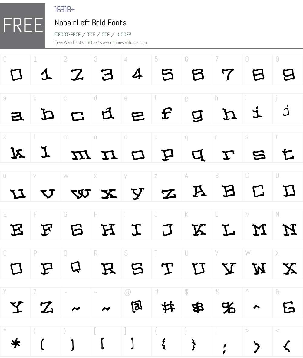 NopainLeft Font Screenshots