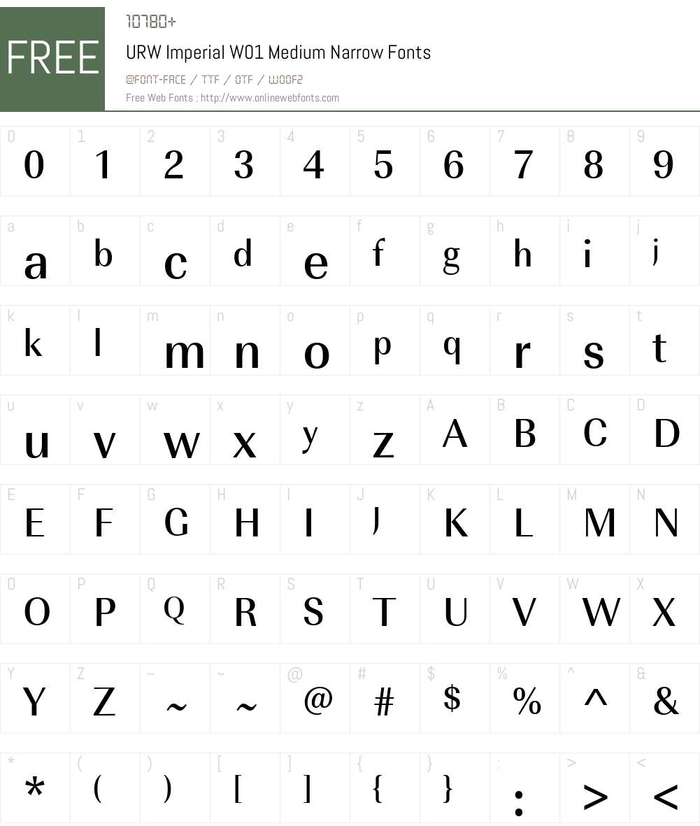 URWImperialW01-MediumNarrow Font Screenshots