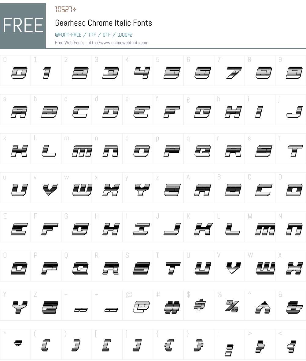 Gearhead Chrome Italic Font Screenshots