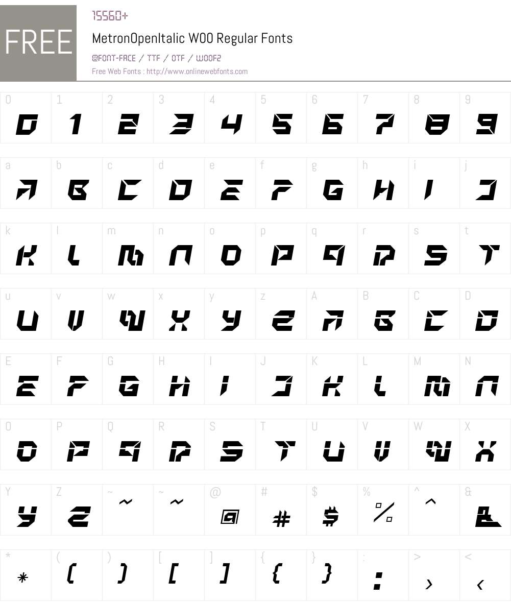 MetronOpenItalic Font Screenshots
