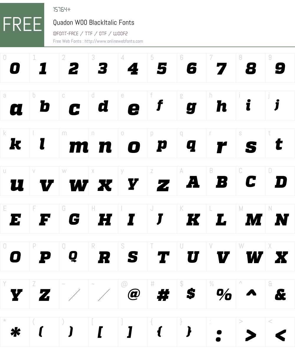 QuadonW00-BlackItalic Font Screenshots