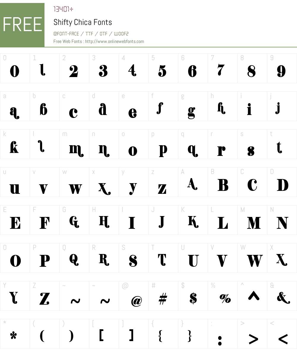 Shifty Chica Font Screenshots