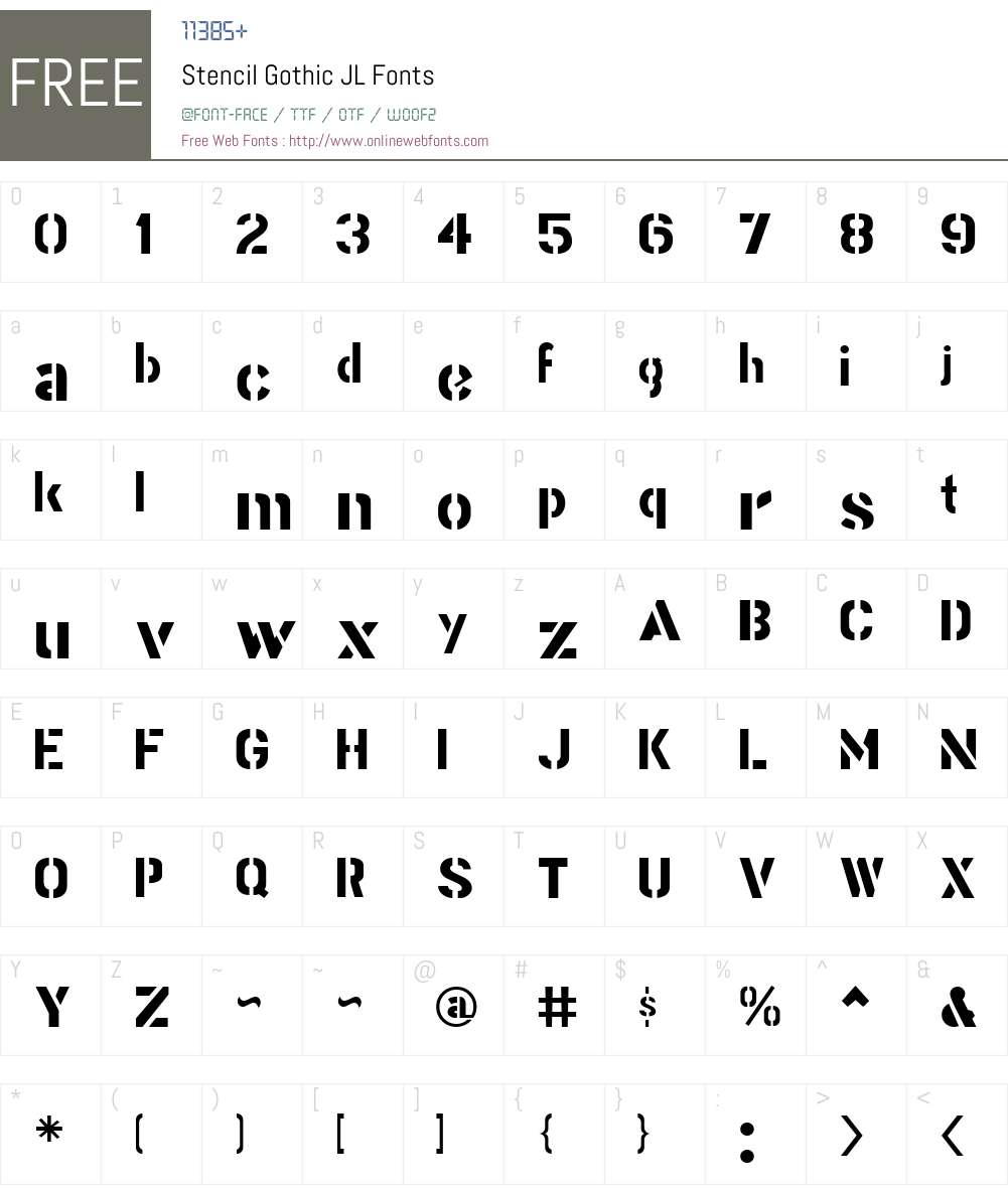 Stencil Gothic JL Font Screenshots
