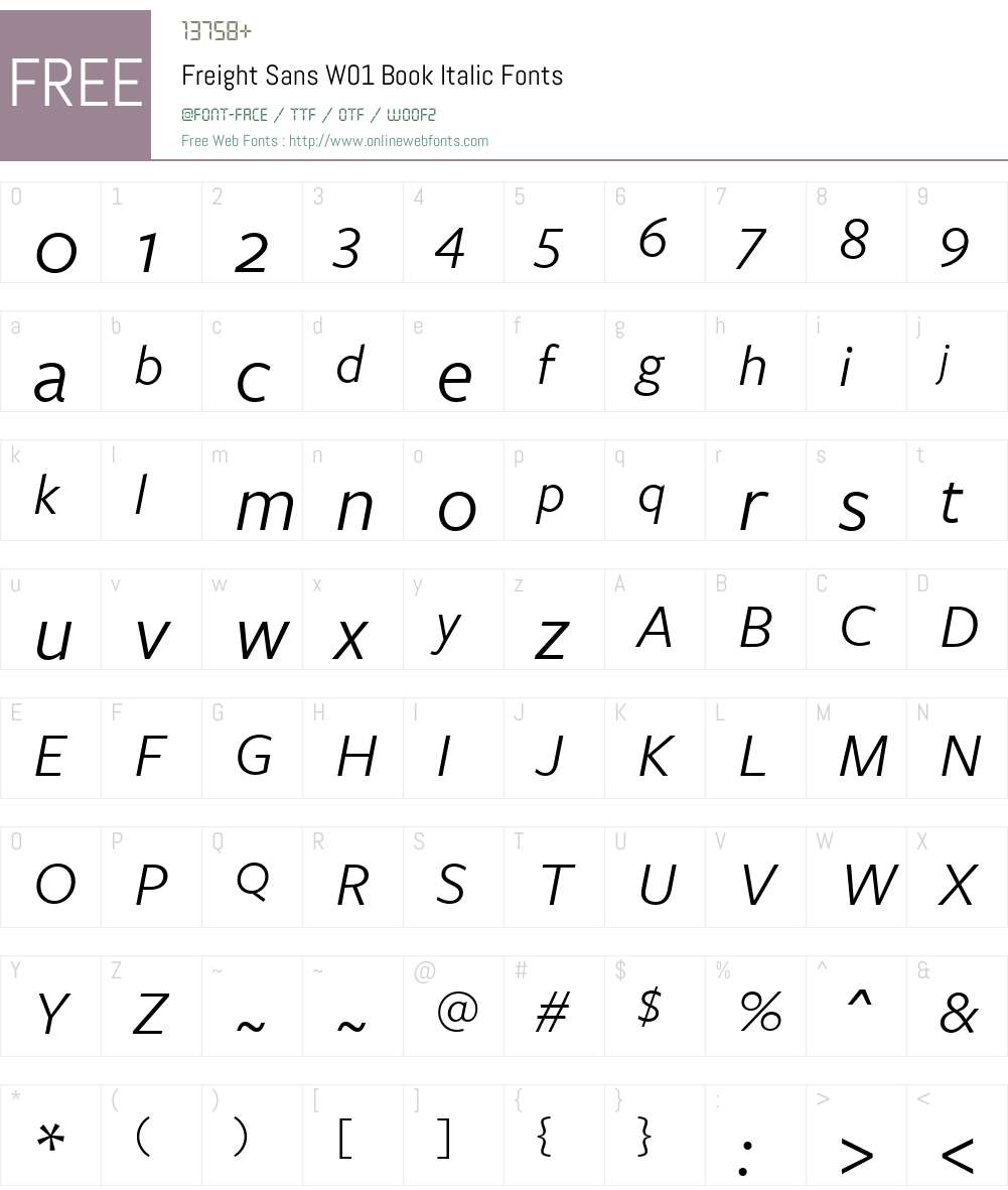 FreightSansW01-BookItalic Font Screenshots