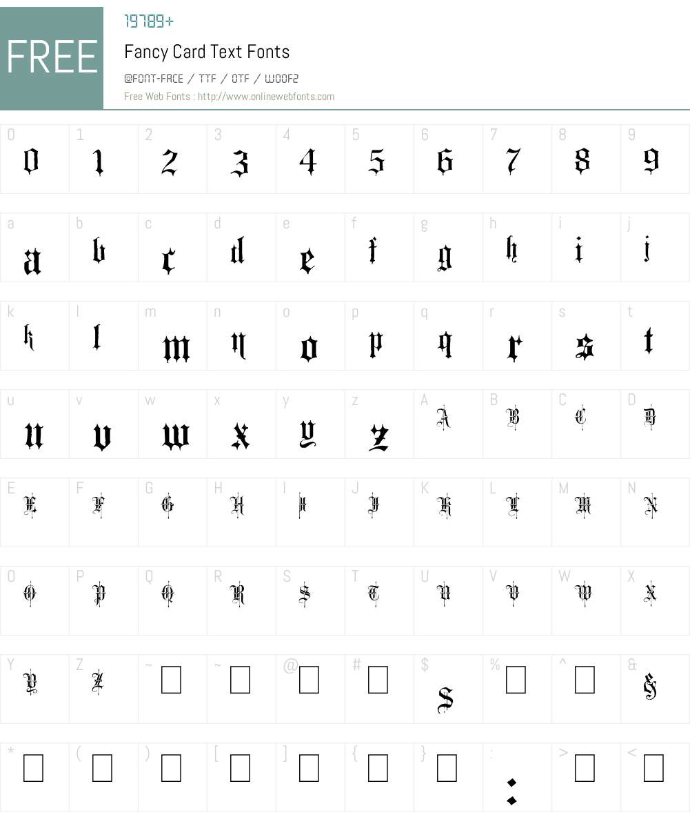 Fancy Card Text Font Screenshots