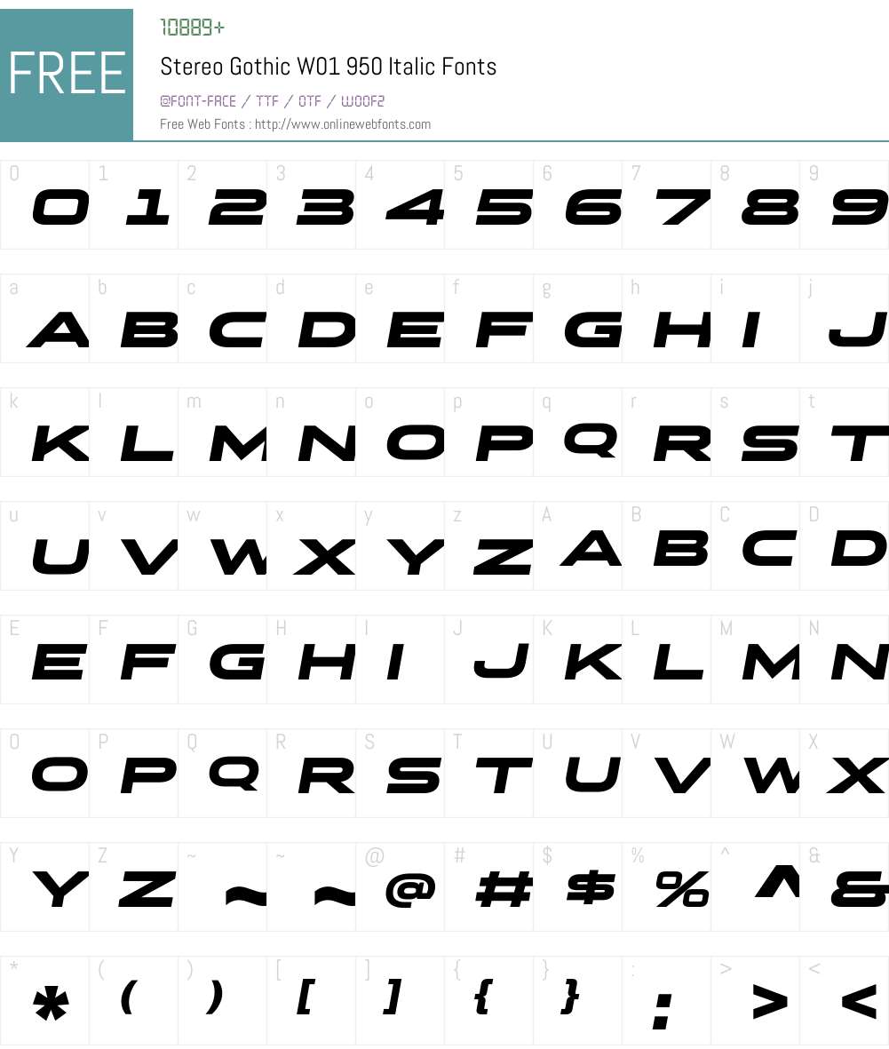 StereoGothicW01-950Italic Font Screenshots
