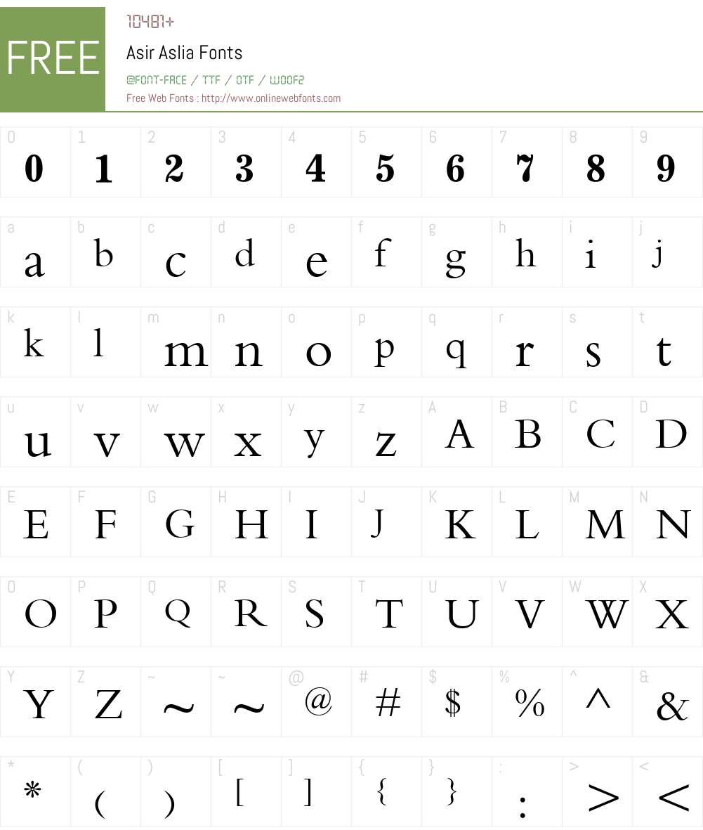 Asir Aslia Font Screenshots