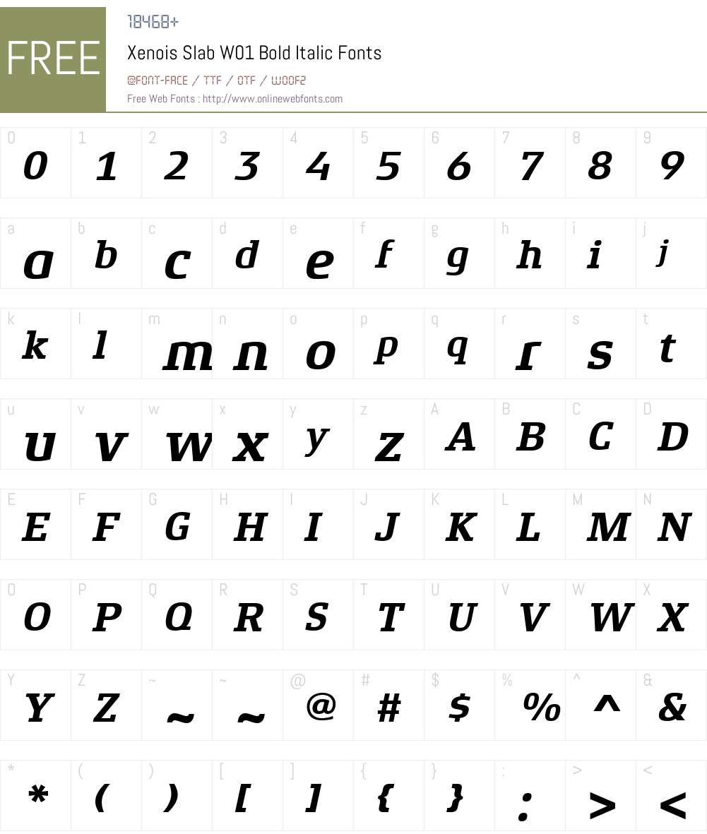 XenoisSlabW01-BoldItalic Font Screenshots