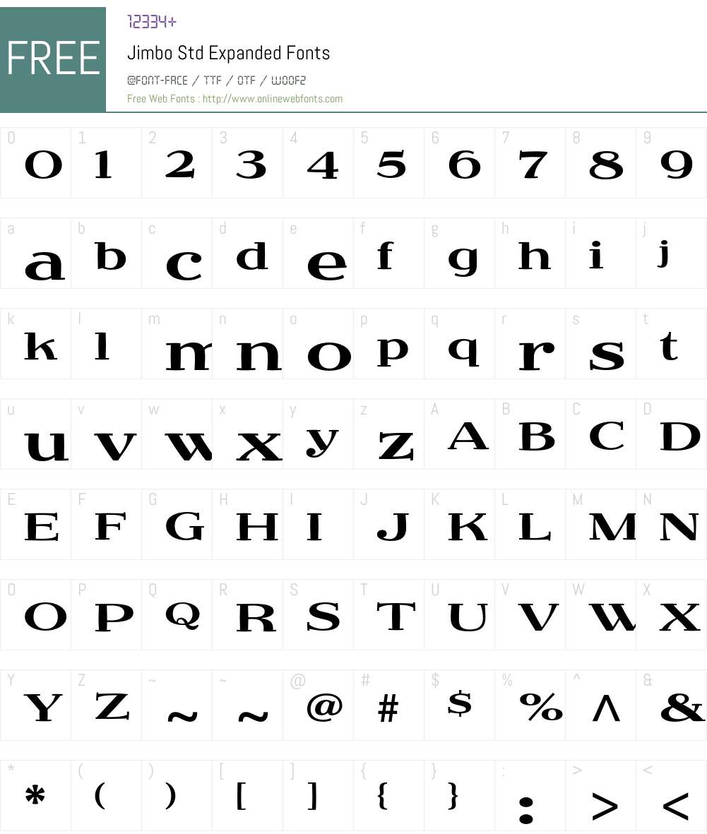 Jimbo Std Font Screenshots