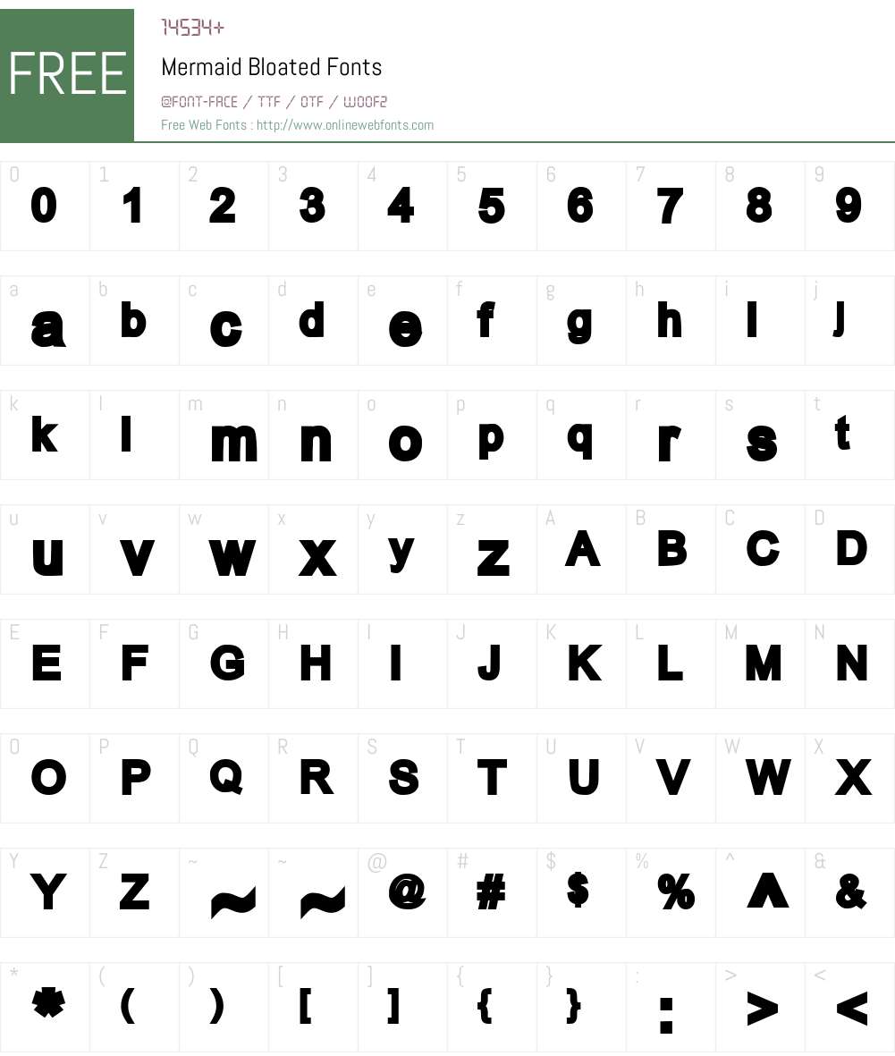 Mermaid Bloated Font Screenshots
