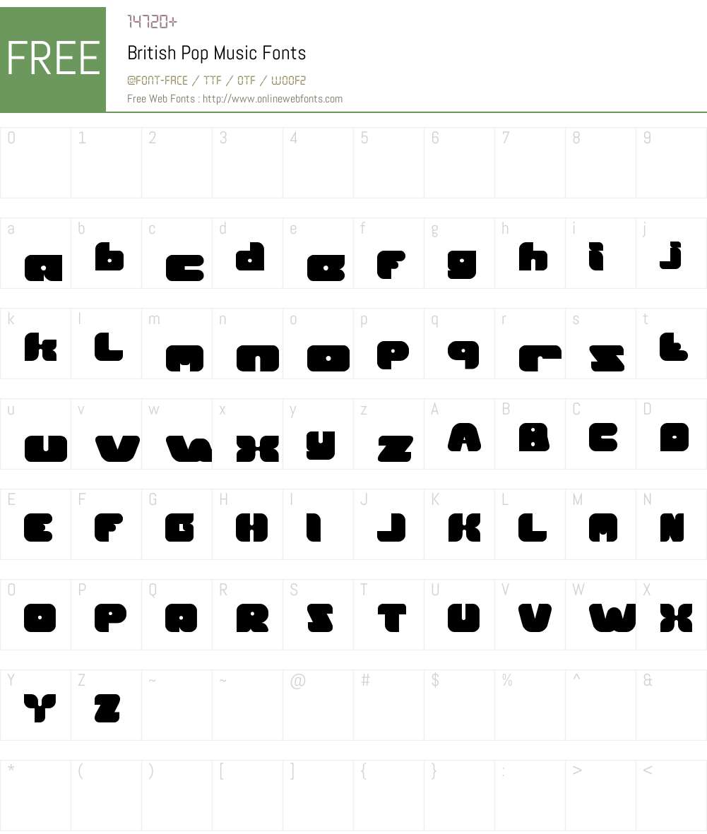 British Pop Music Font Screenshots