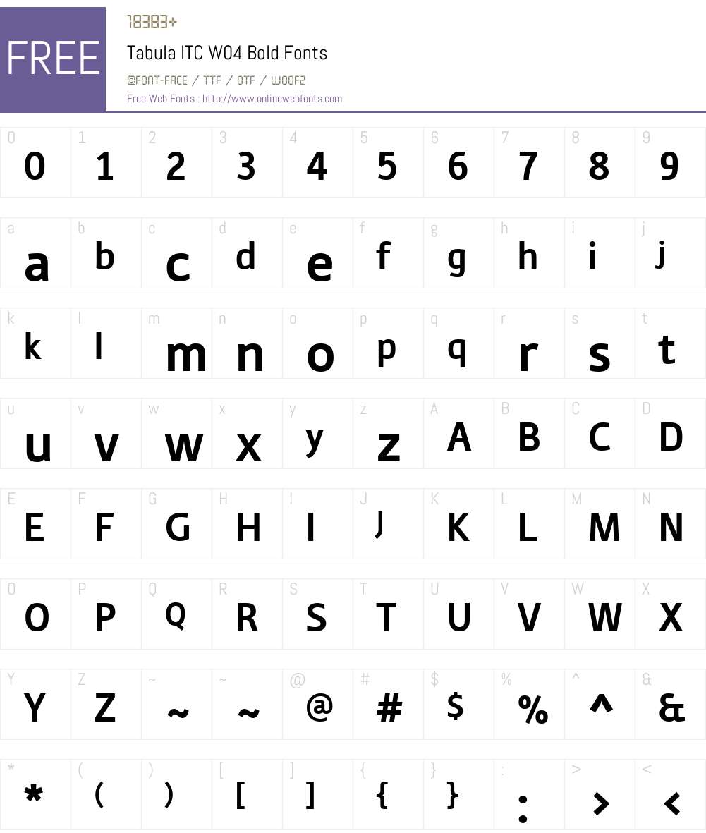 ITC Tabula Font Screenshots