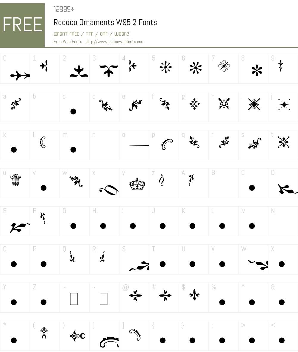 RococoOrnamentsW95-2 Font Screenshots