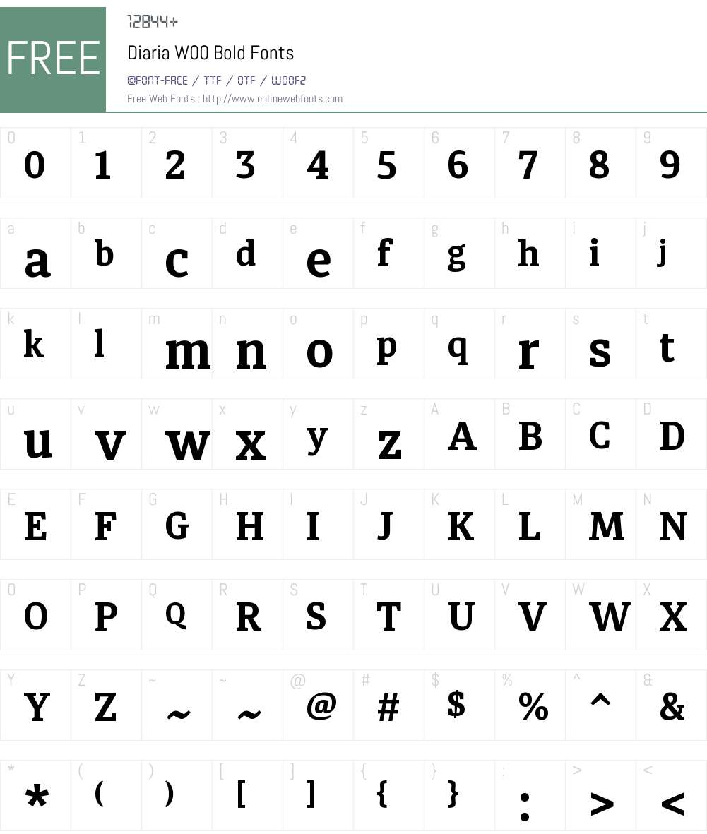DiariaW00-Bold Font Screenshots