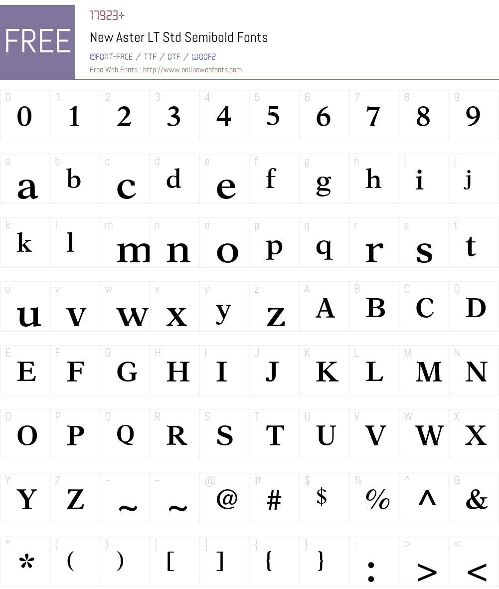 New Aster LT Std Font Screenshots