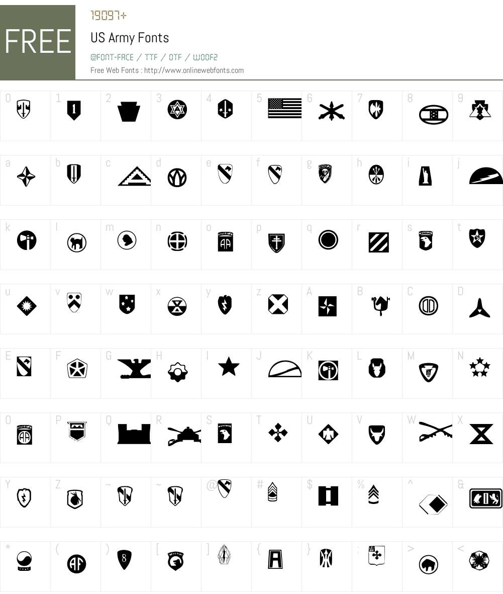 US Army Font Screenshots