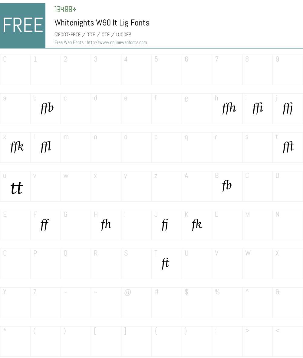 WhitenightsW90-ItLig Font Screenshots