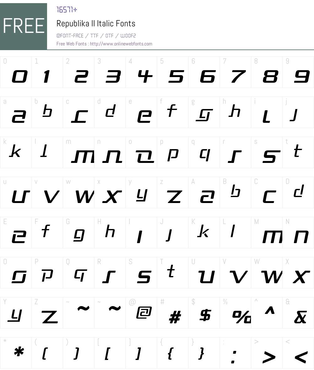 Republika II Font Screenshots