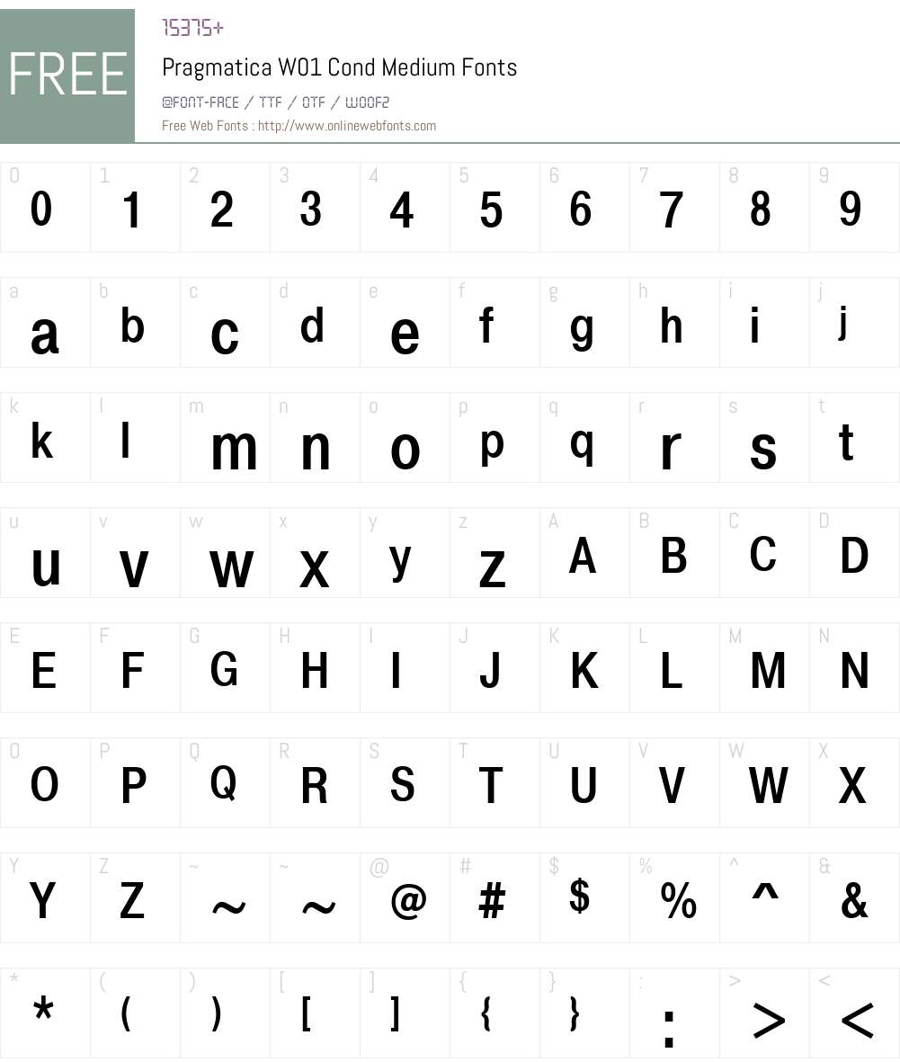 PragmaticaW01-CondMedium Font Screenshots