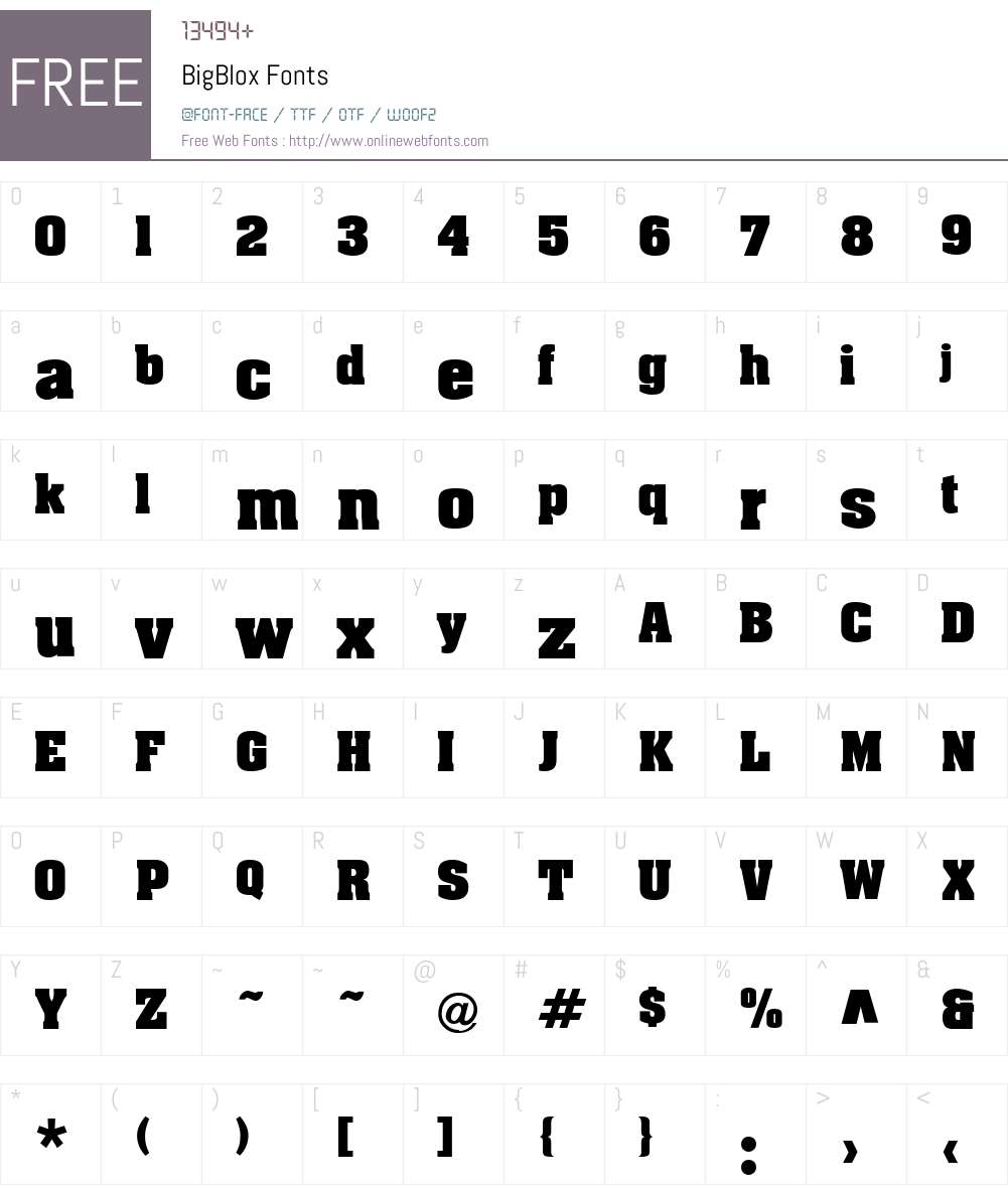 BigBlox Font Screenshots
