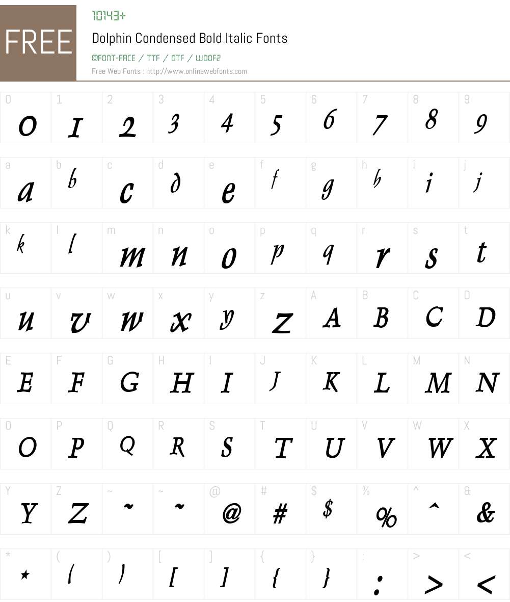 Dolphin Condensed Font Screenshots