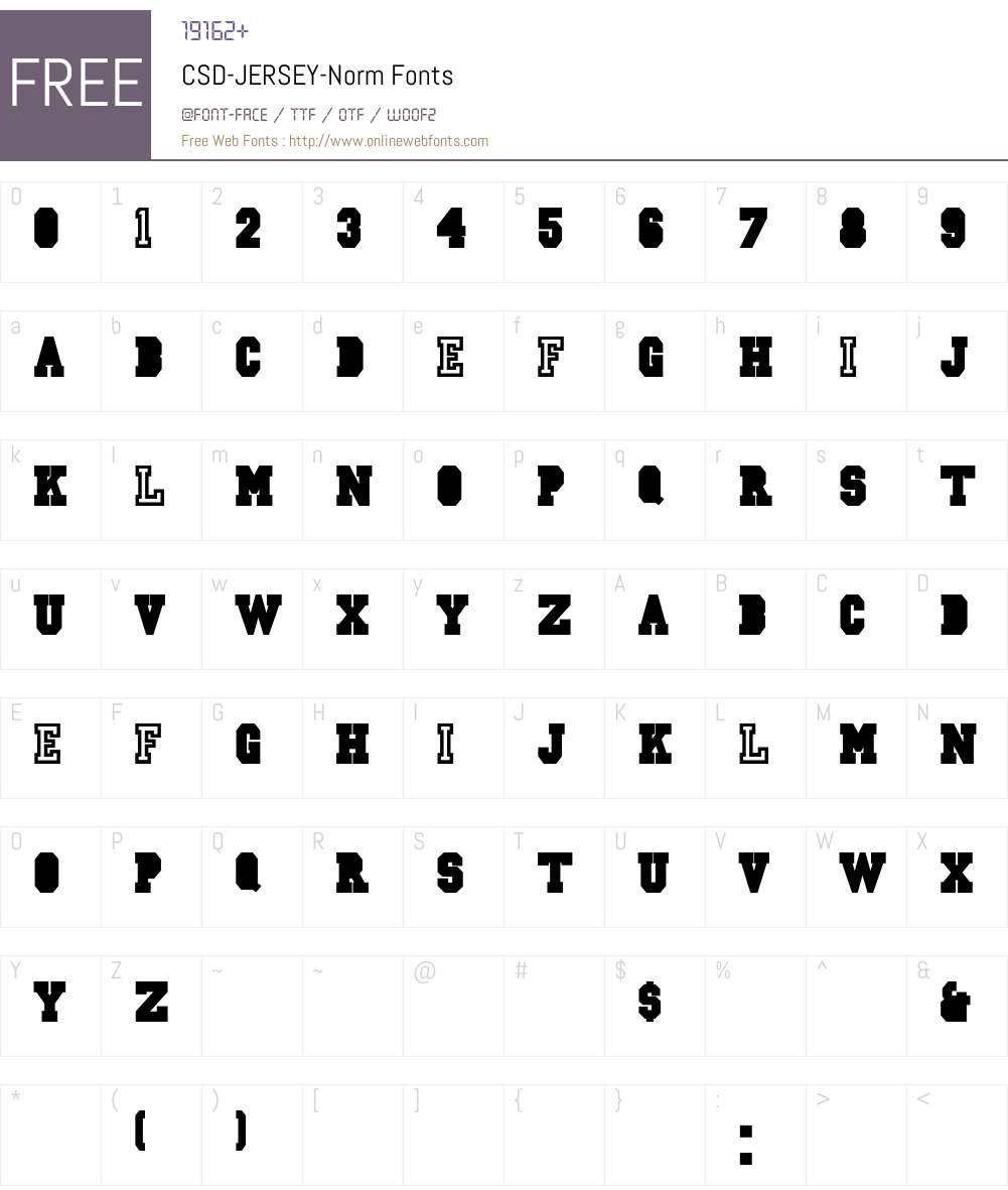 CSD-JERSEY-Norm Font Screenshots